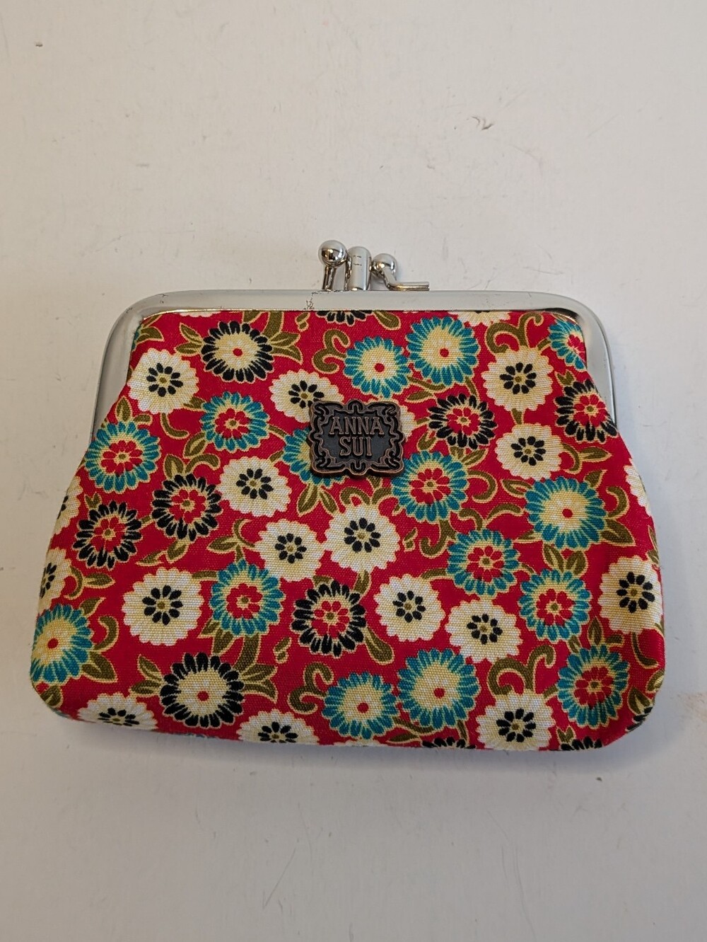 Anna Sui Floral Coin Purse Collectible Double Kisslock Kiss Lock